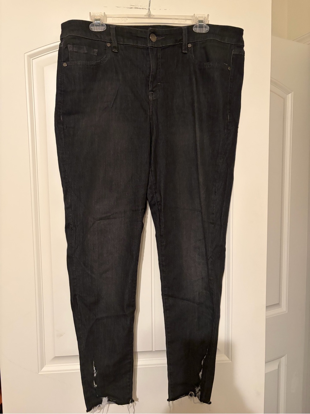 Lane Bryant Black Skinny Jeans with Raw Hem
